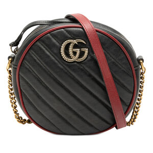 Pre-Loved Gucci Mini GG Marmont Matelasse Leather Torchon Round Crossbody